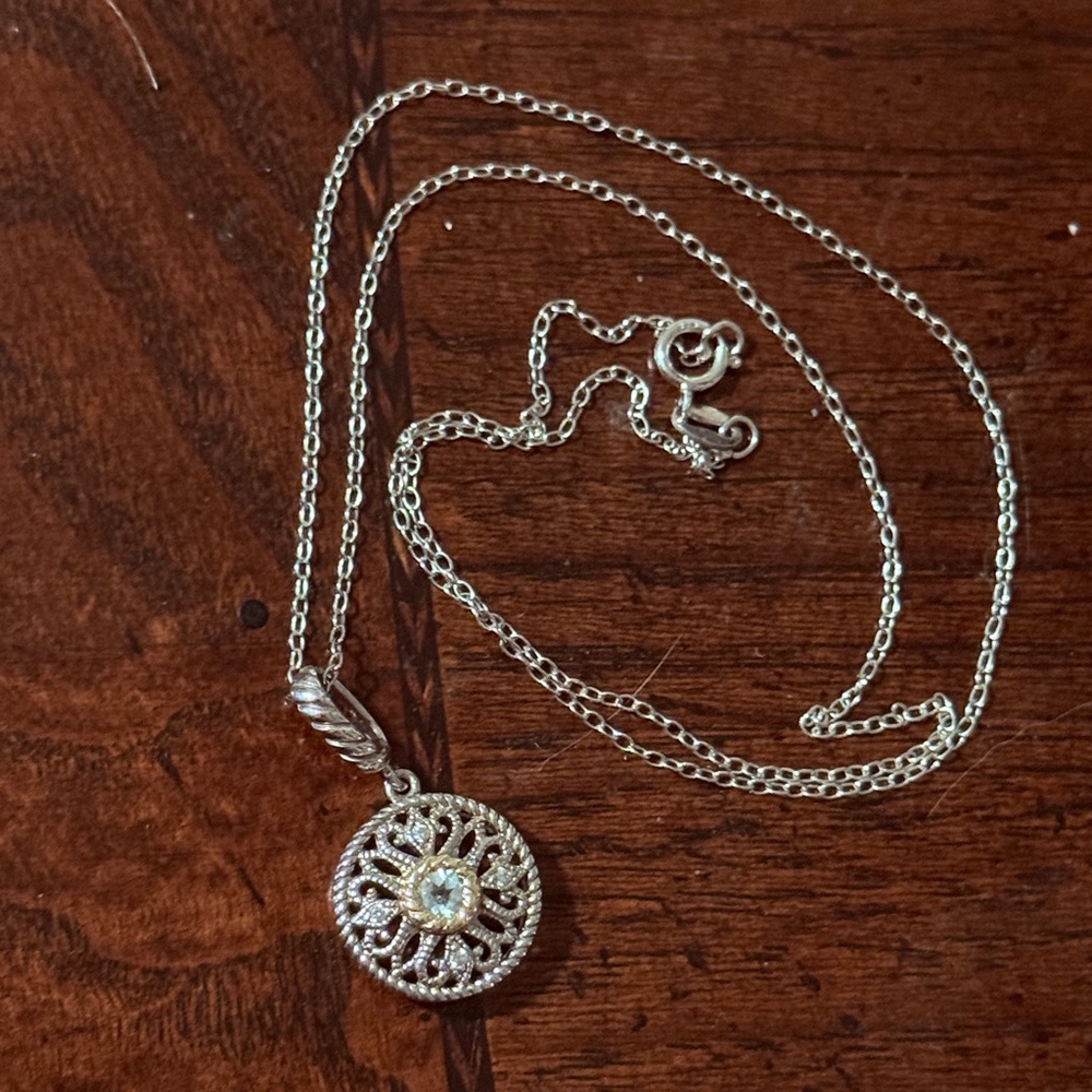 Silver 925/14k gold Pendant Necklace 18 inch length